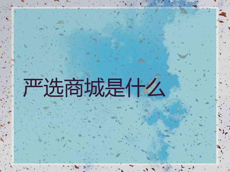 严选商城是什么