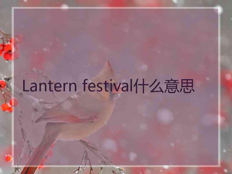 Lantern festival什么意思