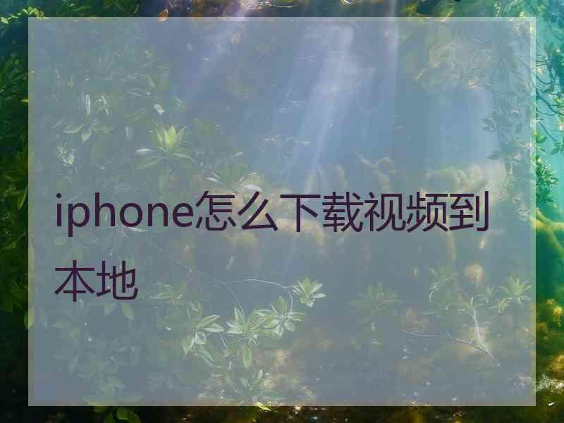 iphone怎么下载视频到本地