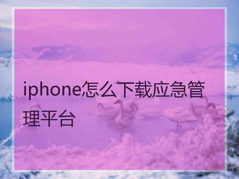 iphone怎么下载应急管理平台