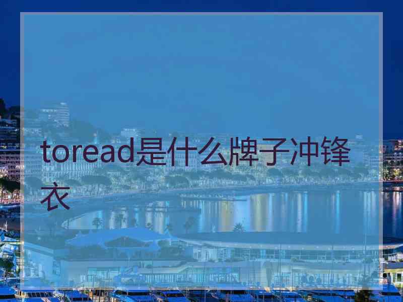 toread是什么牌子冲锋衣