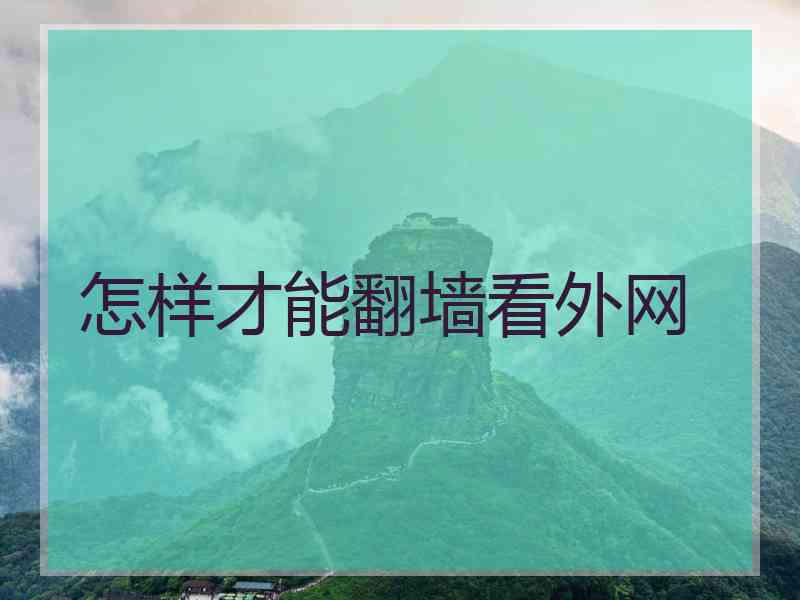 怎样才能翻墙看外网
