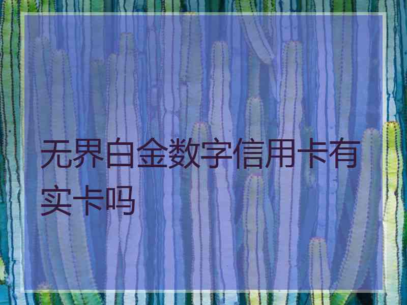 无界白金数字信用卡有实卡吗