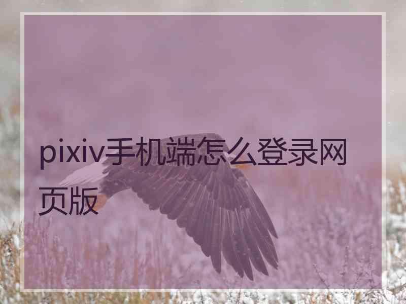 pixiv手机端怎么登录网页版