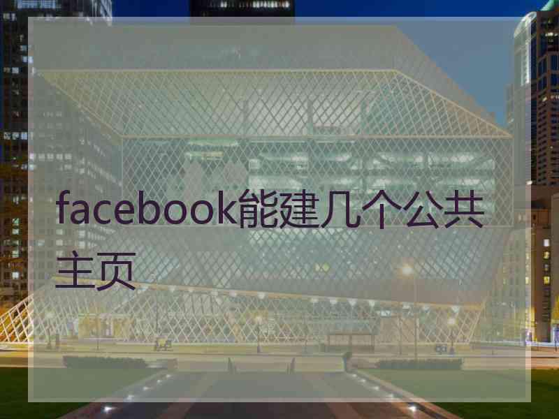 facebook能建几个公共主页