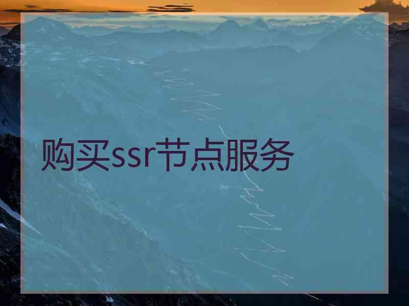购买ssr节点服务