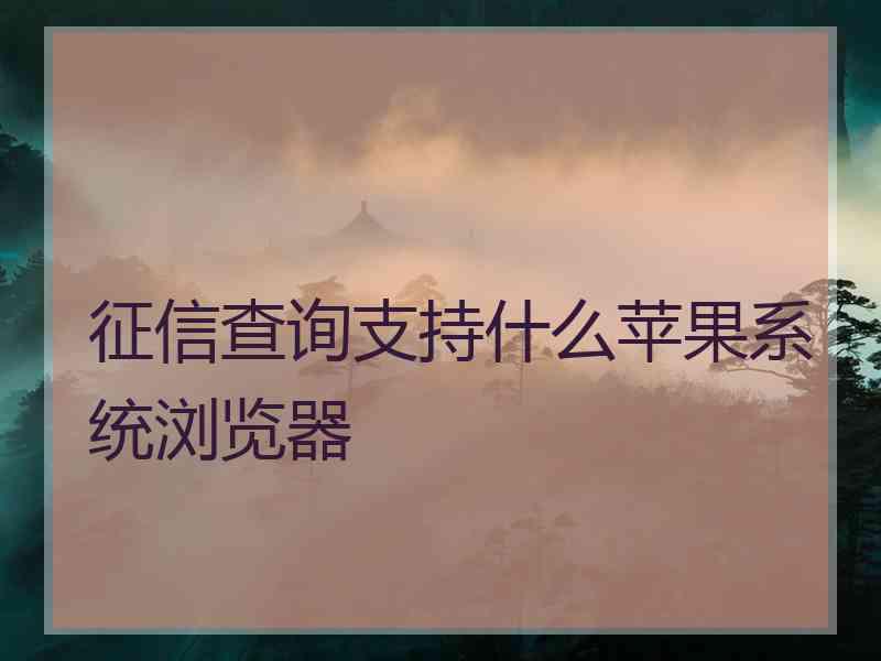 征信查询支持什么苹果系统浏览器