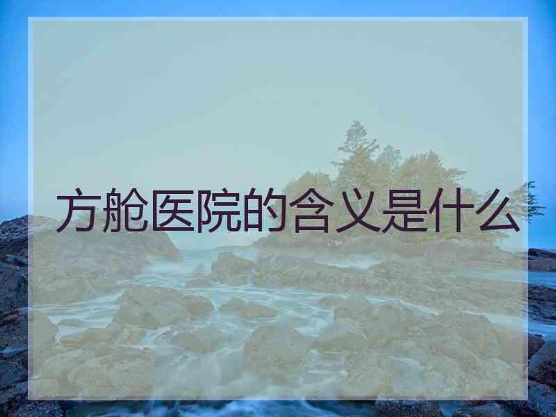 方舱医院的含义是什么