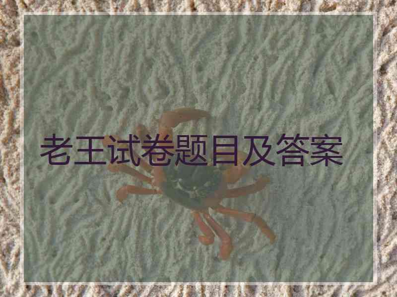 老王试卷题目及答案