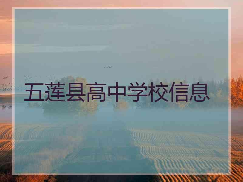 五莲县高中学校信息