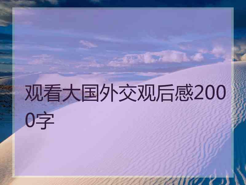 观看大国外交观后感2000字