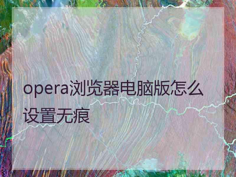 opera浏览器电脑版怎么设置无痕