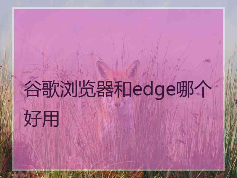 谷歌浏览器和edge哪个好用