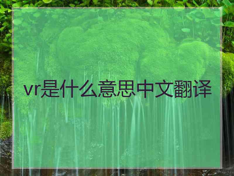vr是什么意思中文翻译