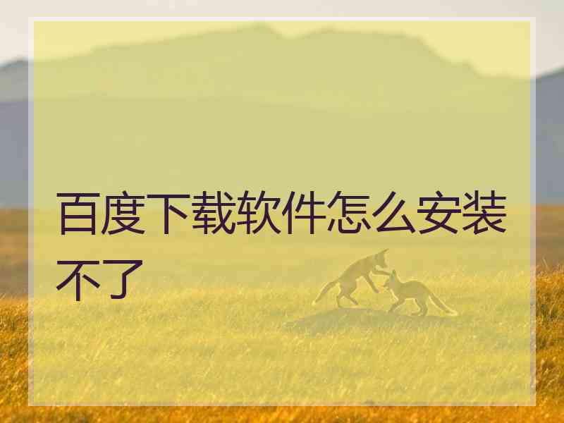 百度下载软件怎么安装不了