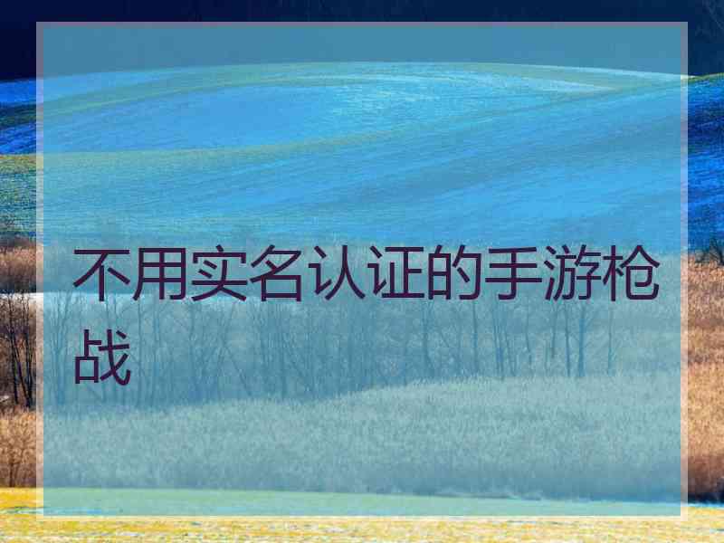 不用实名认证的手游枪战