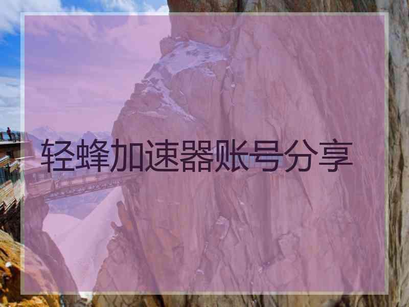 轻蜂加速器账号分享