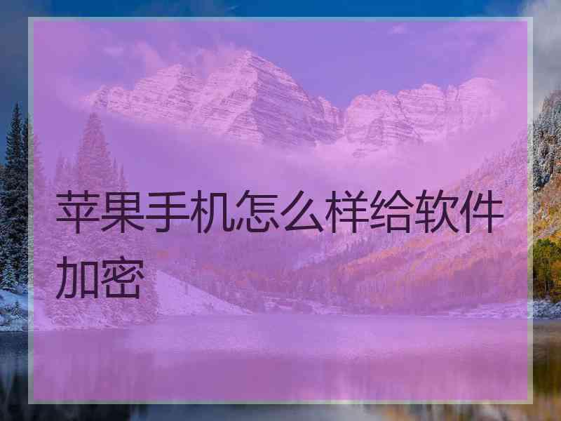 苹果手机怎么样给软件加密