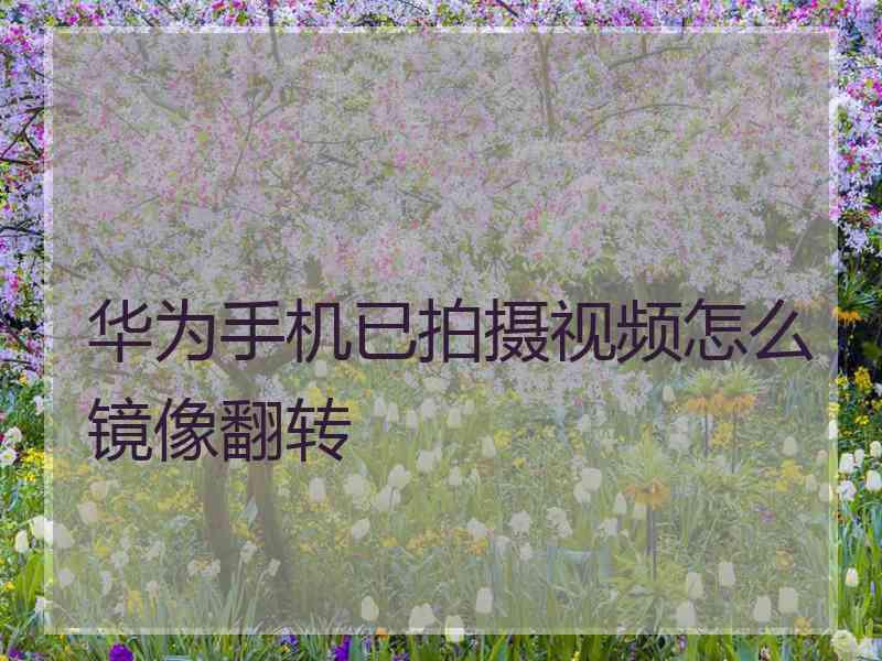 华为手机已拍摄视频怎么镜像翻转