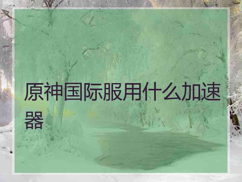 原神国际服用什么加速器