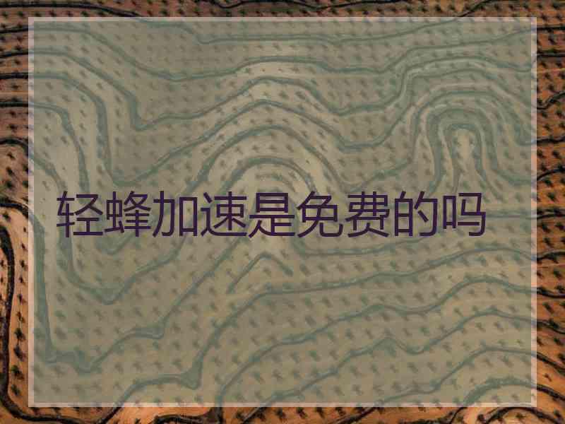 轻蜂加速是免费的吗