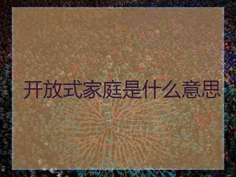 开放式家庭是什么意思
