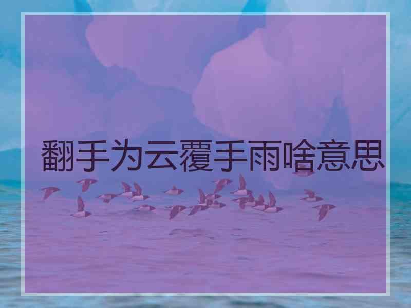 翻手为云覆手雨啥意思