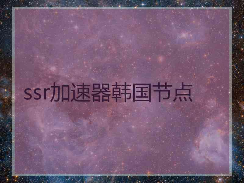 ssr加速器韩国节点