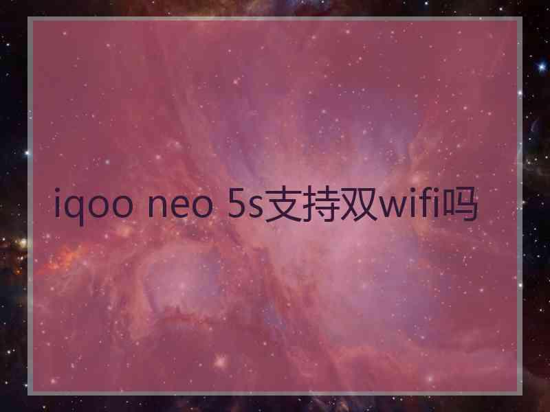 iqoo neo 5s支持双wifi吗