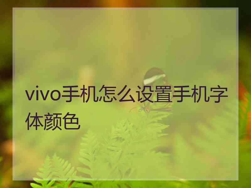 vivo手机怎么设置手机字体颜色