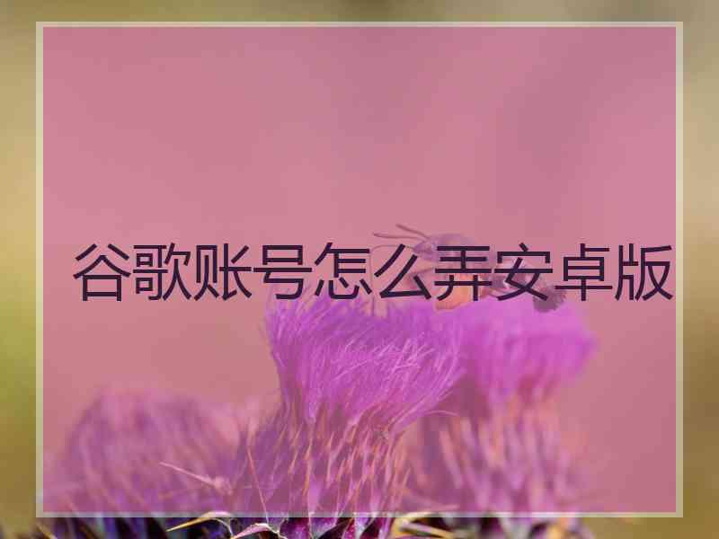 谷歌账号怎么弄安卓版