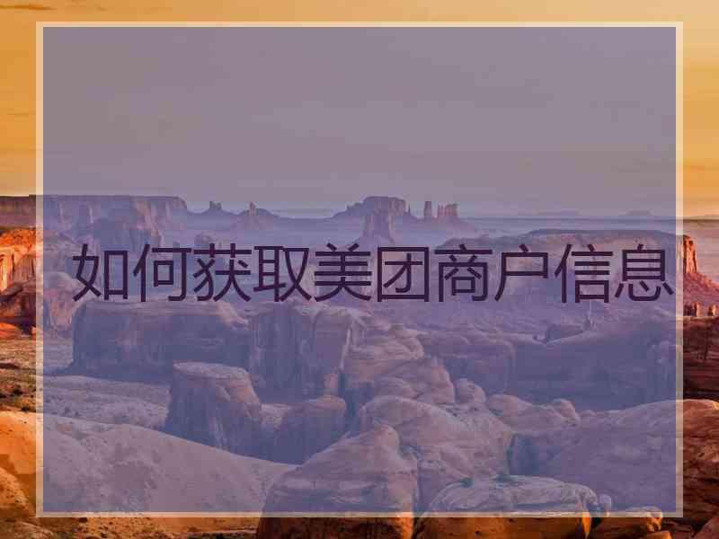 如何获取美团商户信息