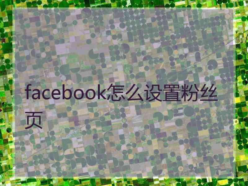 facebook怎么设置粉丝页