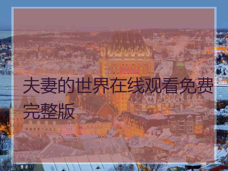 夫妻的世界在线观看免费完整版