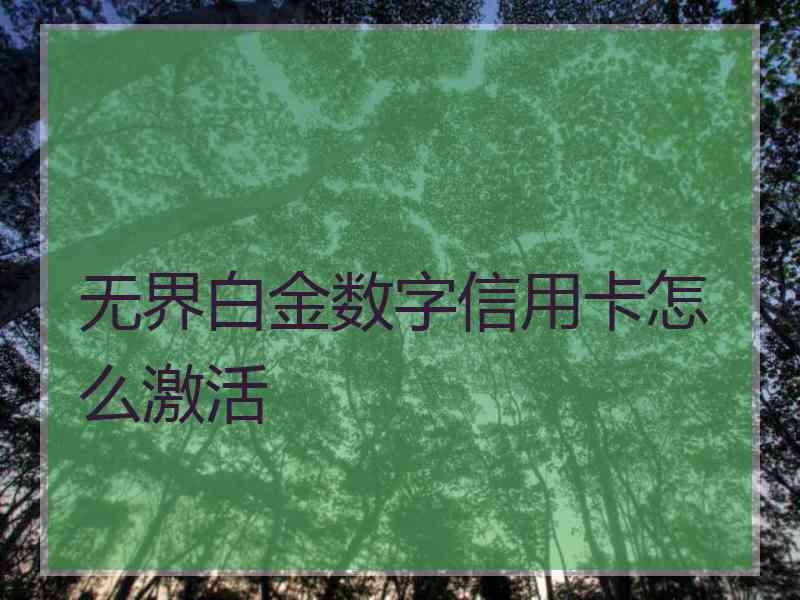 无界白金数字信用卡怎么激活