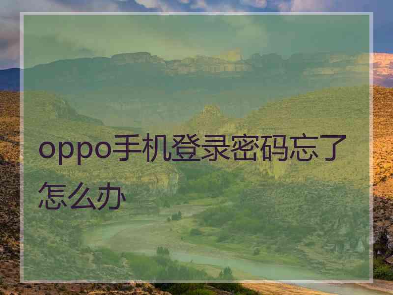 oppo手机登录密码忘了怎么办
