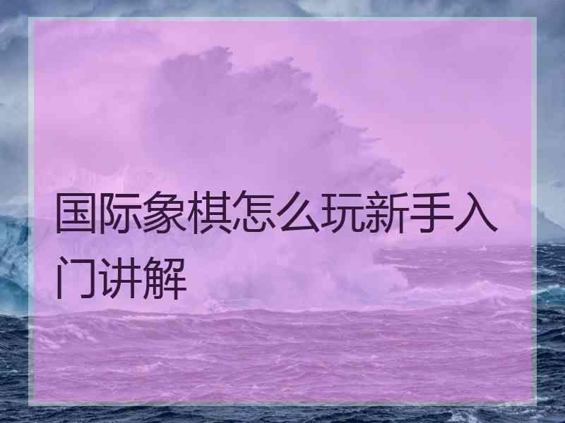 国际象棋怎么玩新手入门讲解