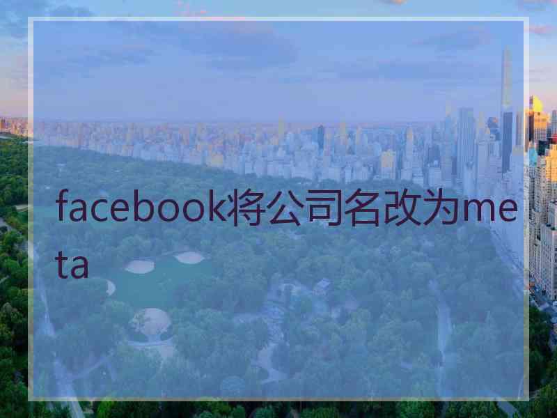 facebook将公司名改为meta