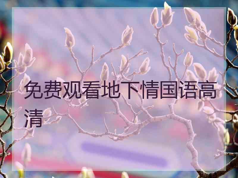免费观看地下情国语高清