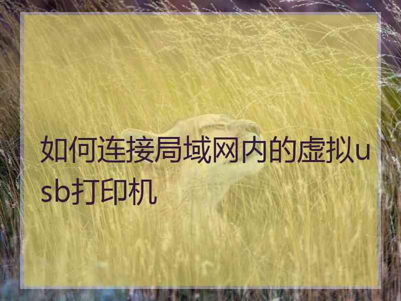 如何连接局域网内的虚拟usb打印机