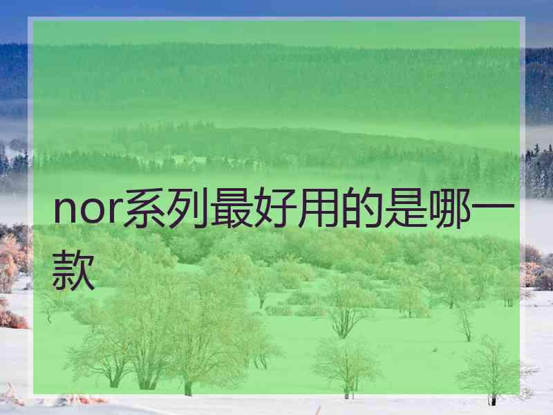 nor系列最好用的是哪一款