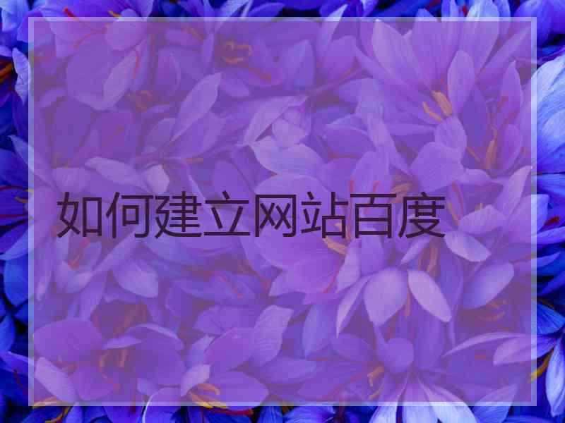 如何建立网站百度