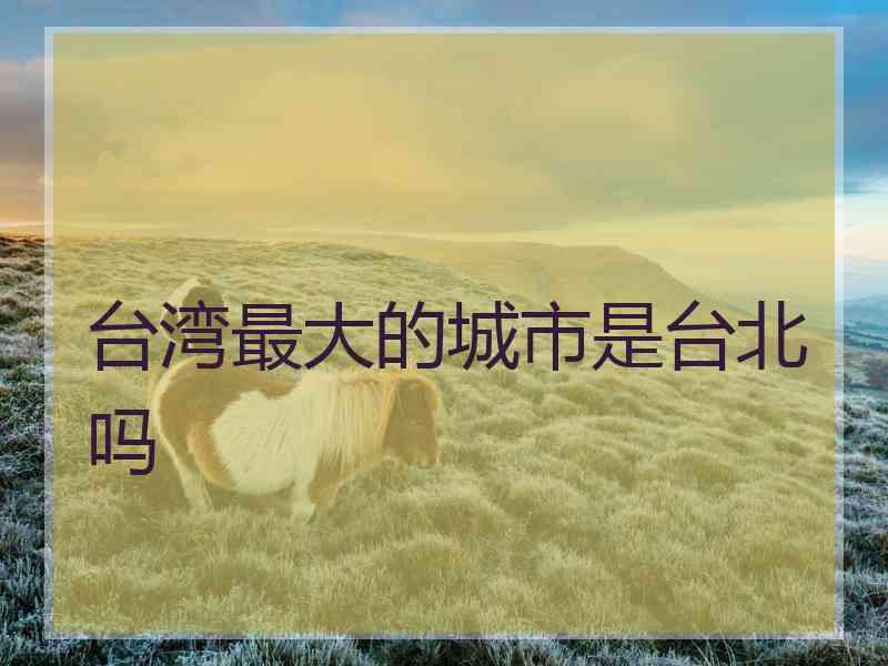 台湾最大的城市是台北吗