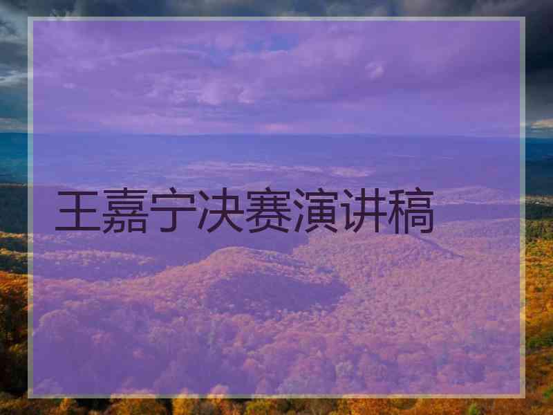 王嘉宁决赛演讲稿
