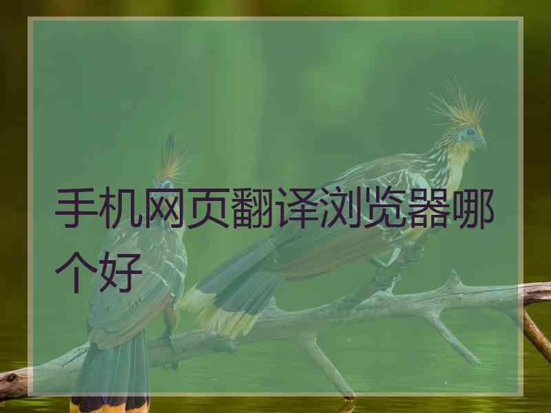手机网页翻译浏览器哪个好