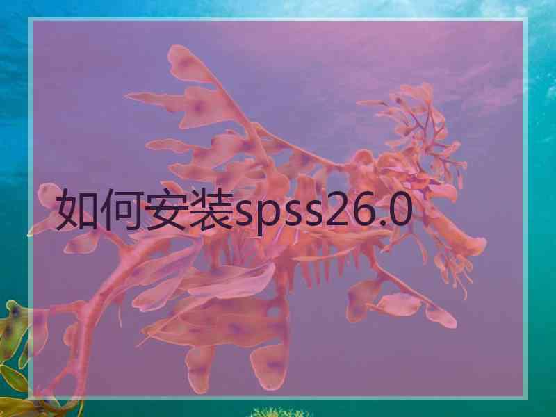 如何安装spss26.0