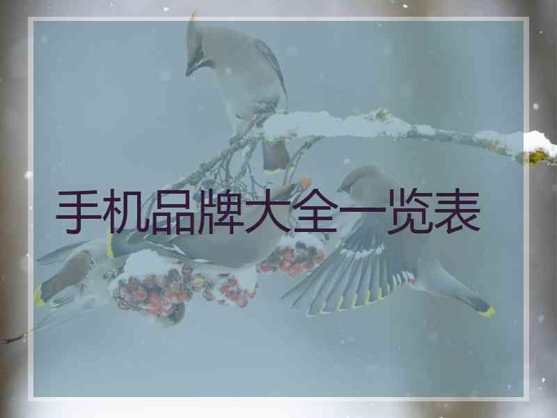 手机品牌大全一览表
