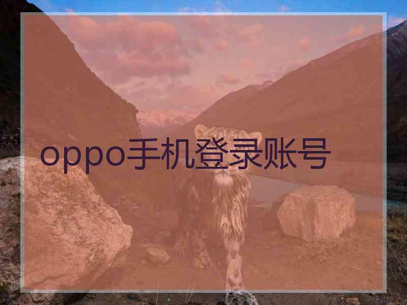 oppo手机登录账号