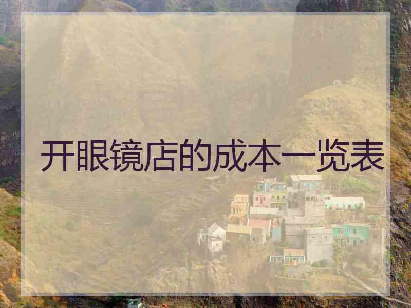 开眼镜店的成本一览表