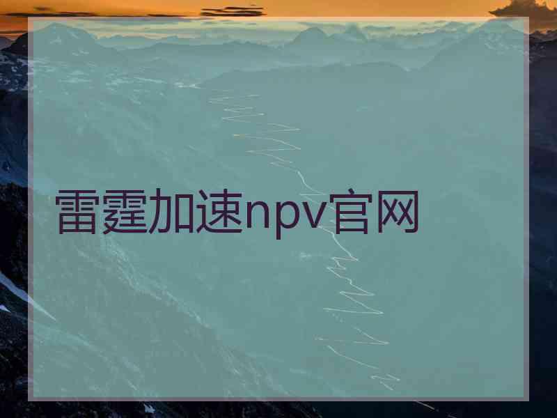 雷霆加速npv官网